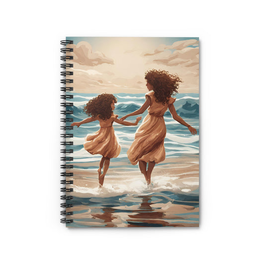 Mother and Daughter Splashing in Ocean Spiral Notebook