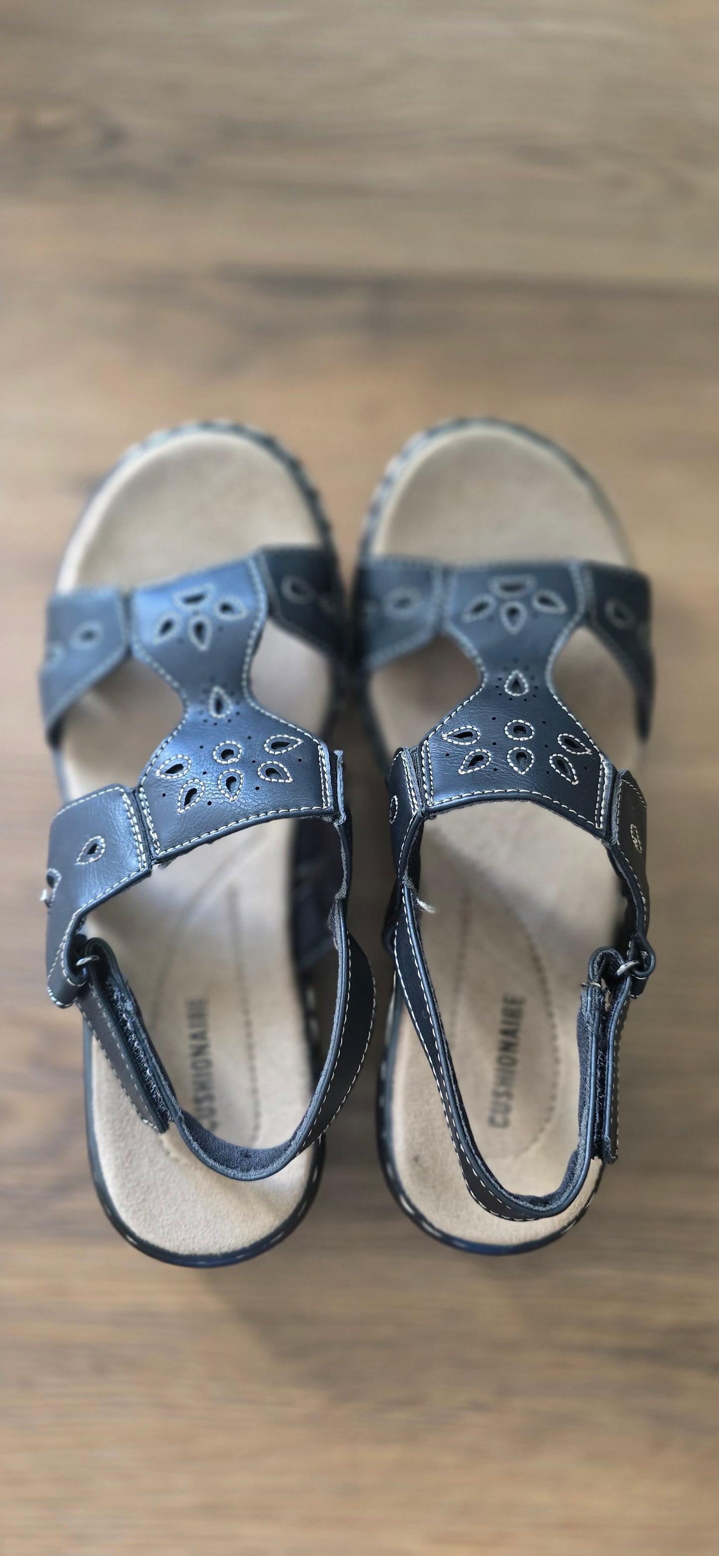 Black Faux Leather Sandals size 7 1/2