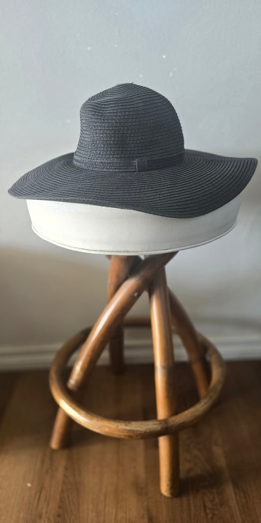 Black Textured Wide Brimmed Hat