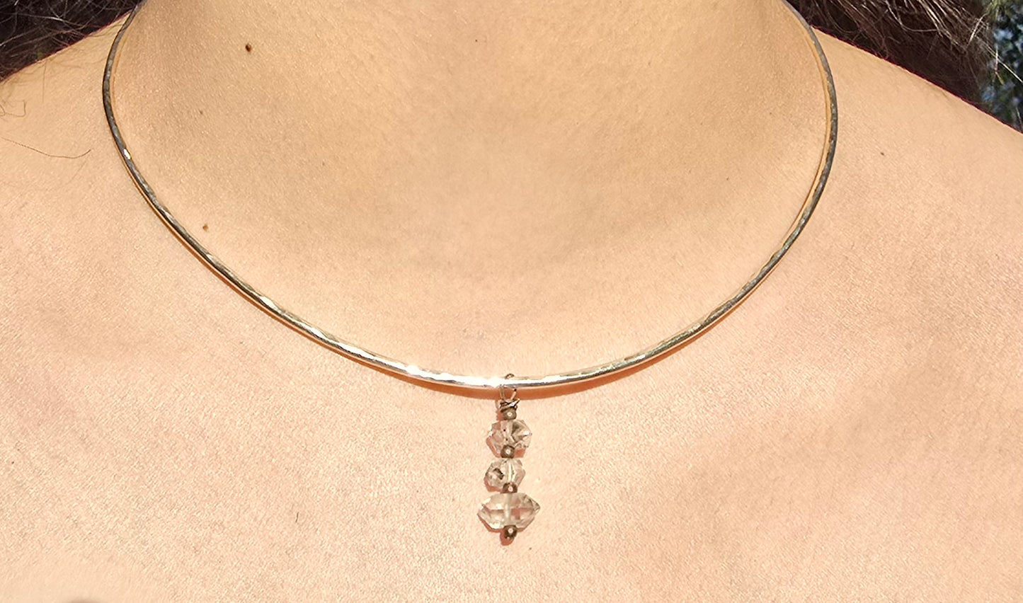 Sterling Silver Choker with herkimer diamonds