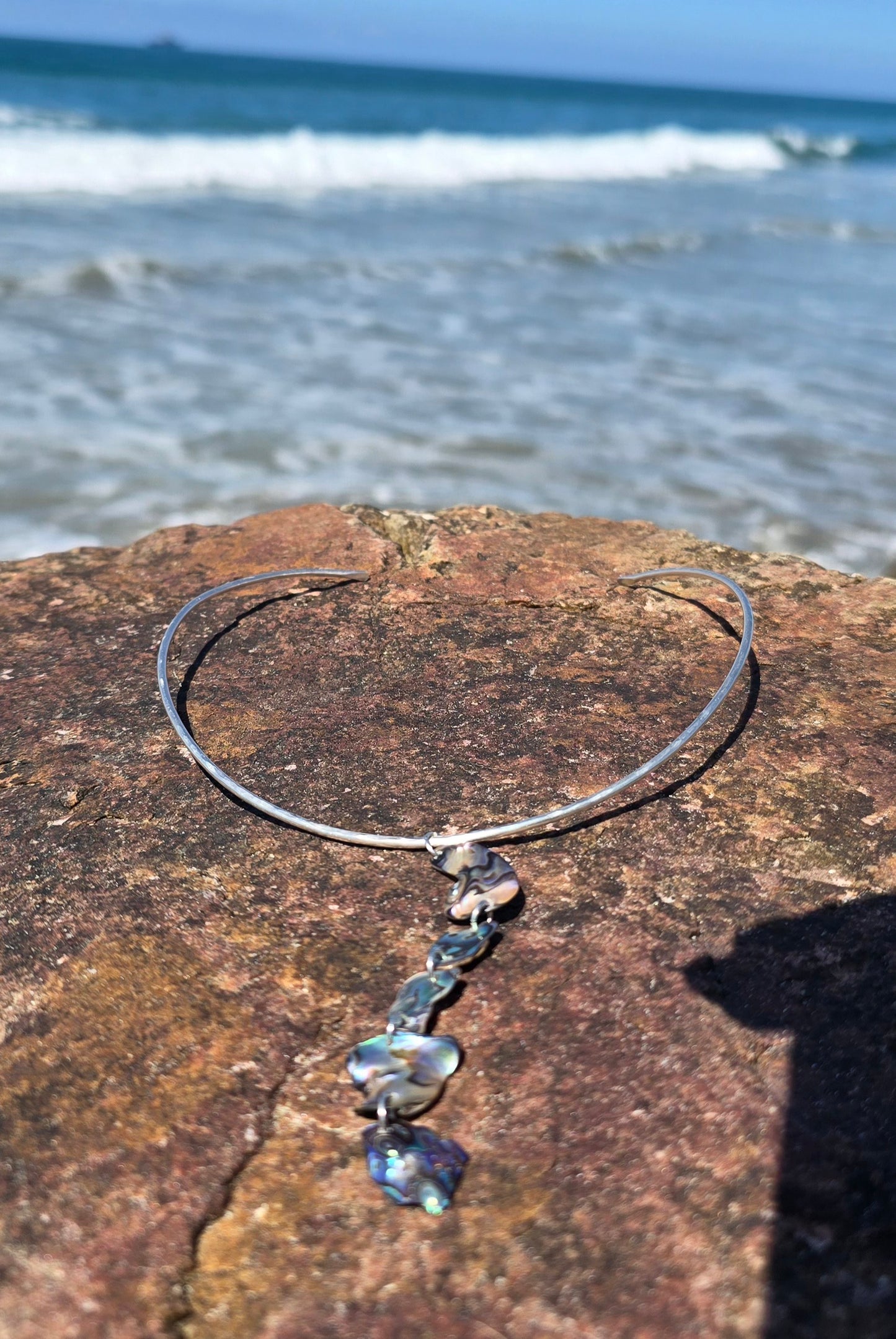 Sterling silver choker with abalone charm