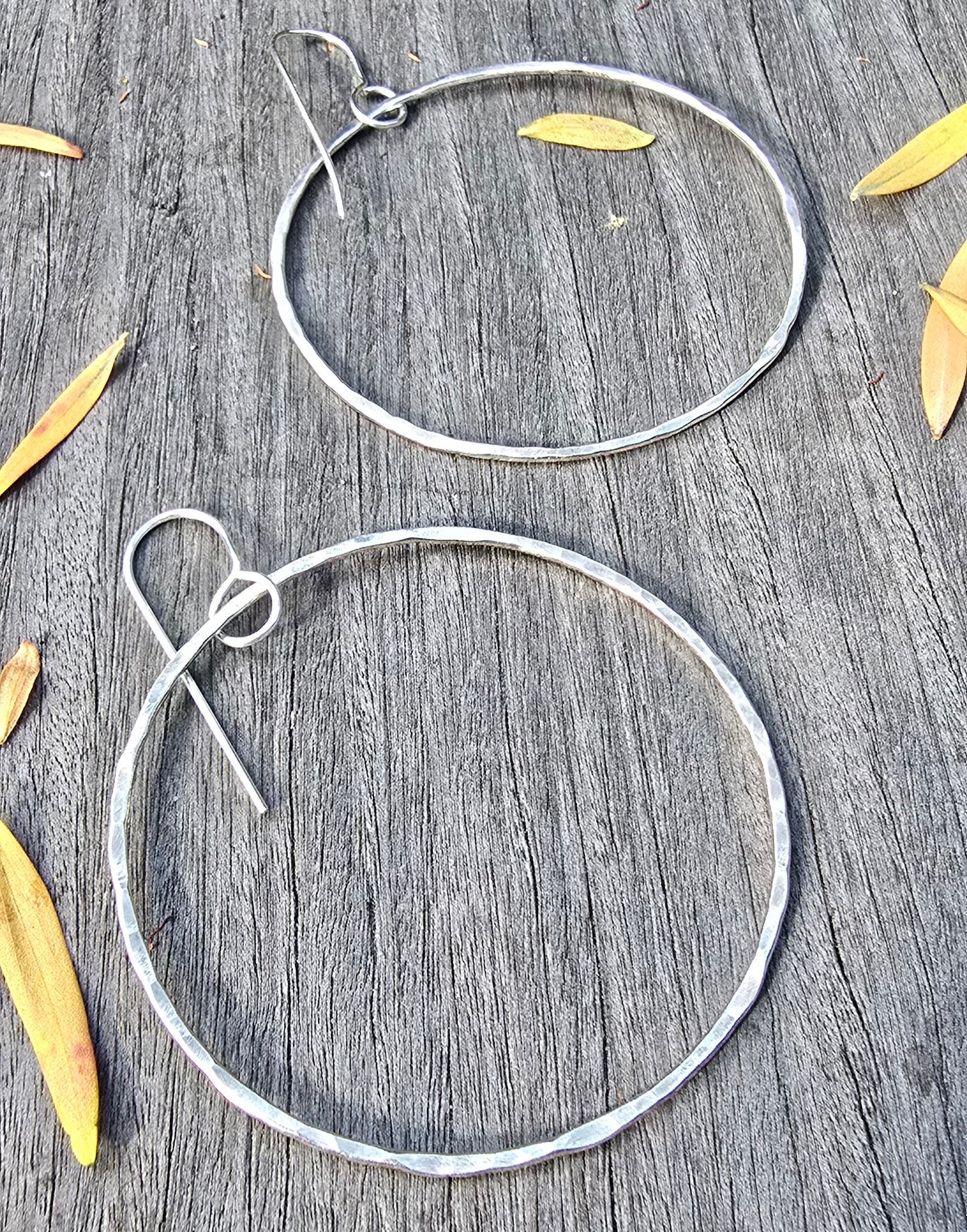 Sterling Silver Hammered Hoop Earrings – Raw Grace Collection