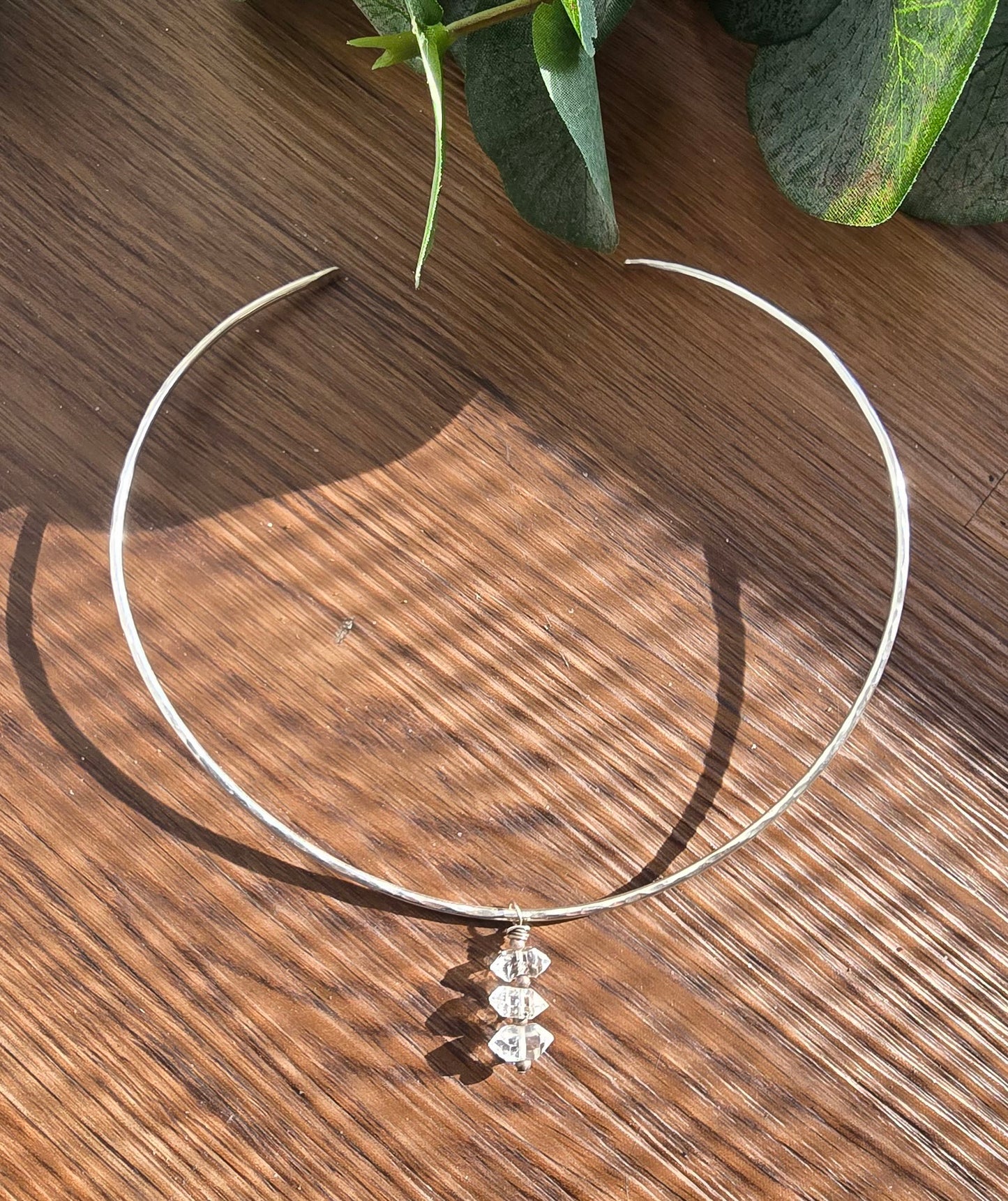 Sterling Silver Choker with herkimer diamonds